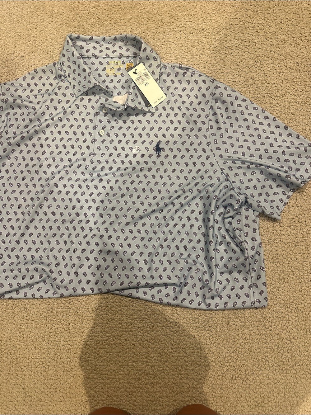 Polo by Ralph Lauren Light Blue Polo with Navy Paisley Print